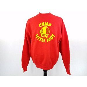 Vintage 80s Deadstock Indian Head Red Embossed Sweatshirt Mens Large